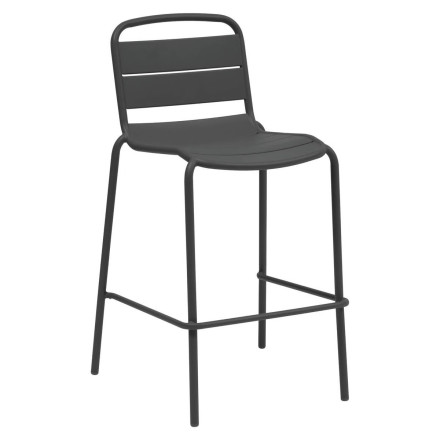 Chaise haute de bar Alegoria acier graphite Hespéride  - Le Dépôt Bailleul