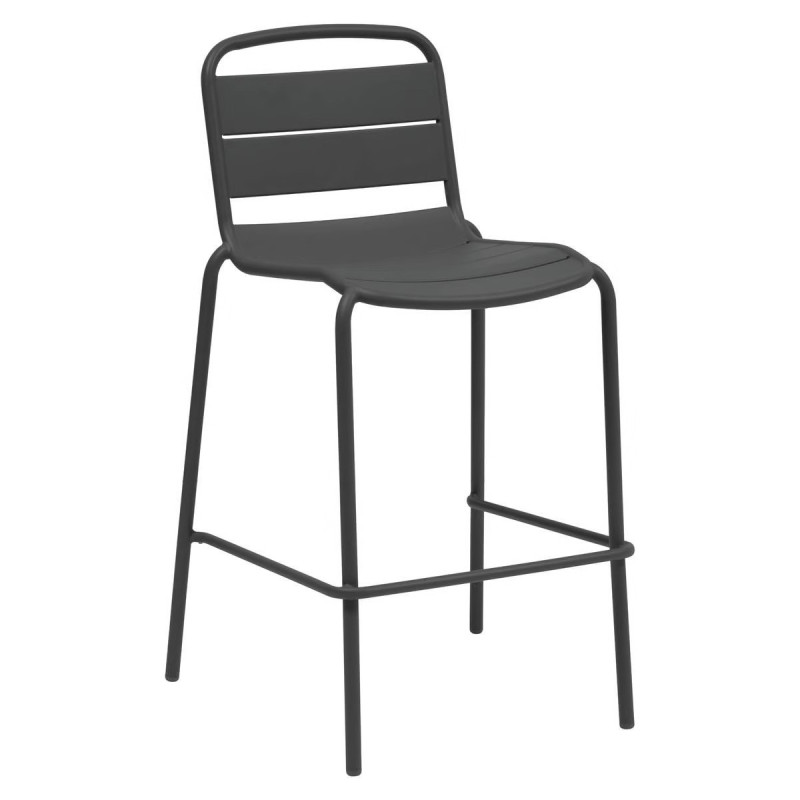 Chaise haute de bar Alegoria acier graphite Hespéride  - Le Dépôt Bailleul