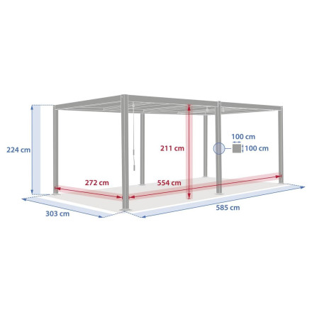 Pergola bioclimatique Evonis 6 x 3 m aluminium et acier graphite Hespéride- Le Dépôt Bailleul