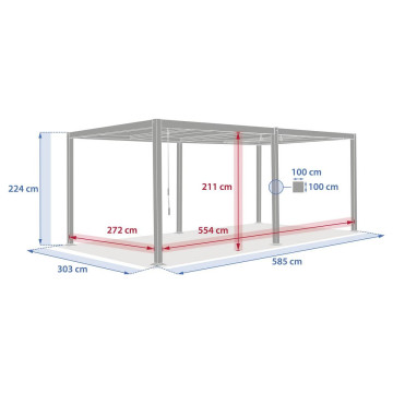 Pergola bioclimatique Evonis 6 x 3 m aluminium et acier graphite Hespéride- Le Dépôt Bailleul