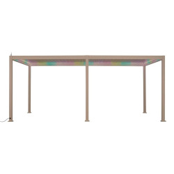 Pergola bioclimatique Evora électrique 6 x 3 m aluminium argile Hespéride - Le Dépôt Bailleul