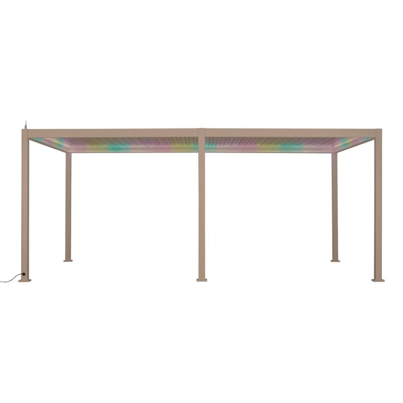 Pergola bioclimatique Evora électrique 6 x 3 m aluminium argile Hespéride - Le Dépôt Bailleul