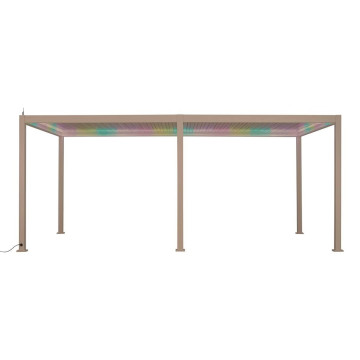 Pergola bioclimatique Evora électrique 6 x 3 m aluminium argile Hespéride - Le Dépôt Bailleul