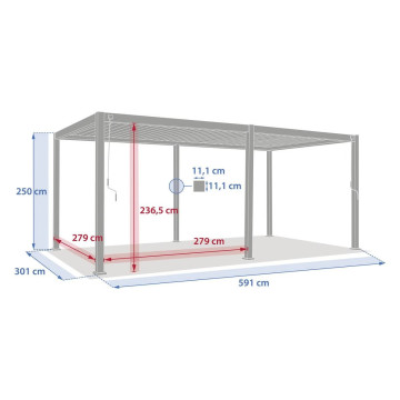 Pergola bioclimatique Evora électrique 6 x 3 m aluminium argile Hespéride - Le Dépôt Bailleul