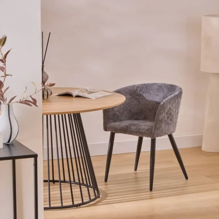 Fauteuil repas tissu chenille gris Marlo Atmosphera - Le Dépôt Bailleul