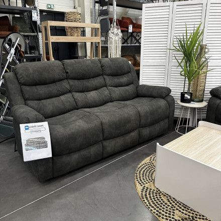 Canapé 3 places Jules simili gris Takasit - Le Dépôt Bailleul