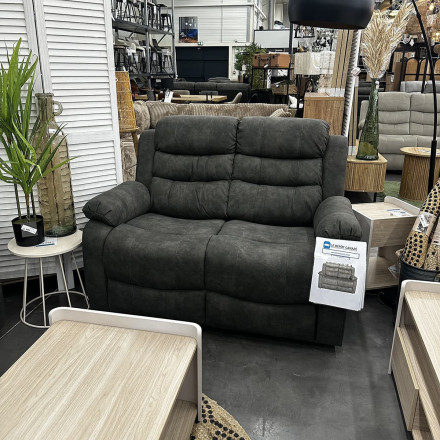 Canapé 2 places Jules simili gris Takasit - Le Dépôt Bailleul