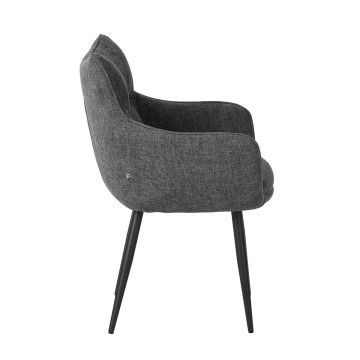 Fauteuil repas Lucas tissu gris pieds métal - Le Dépôt Bailleul