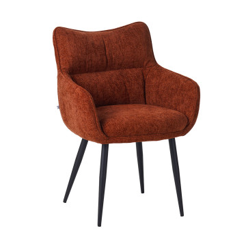 Fauteuil repas Lucas tissu terracotta pieds métal - Le Dépôt Bailleul