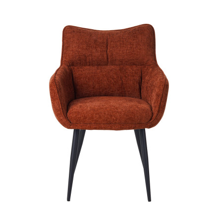 Fauteuil repas Lucas tissu terracotta pieds métal - Le Dépôt Bailleul