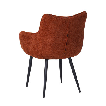 Fauteuil repas Lucas tissu terracotta pieds métal - Le Dépôt Bailleul