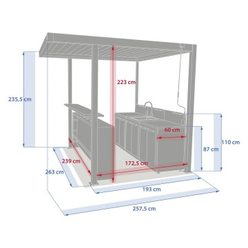 Cuisine d'extérieur avec pergola et bar Oxyana graphite Hespéride - Le Dépôt Bailleul