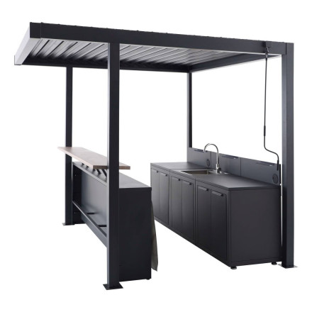 Cuisine d'extérieur avec pergola et bar Oxyana graphite Hespéride - Le Dépôt Bailleul