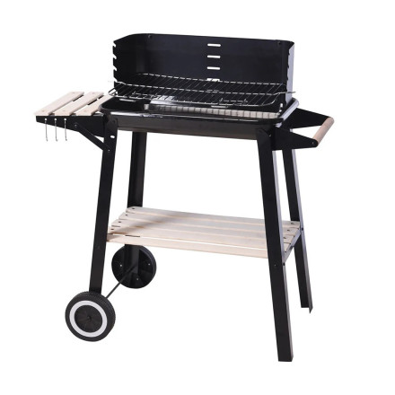 Barbecue à charbon rectangulaire avec tablette et broche BBQ  - Le Dépôt Bailleul