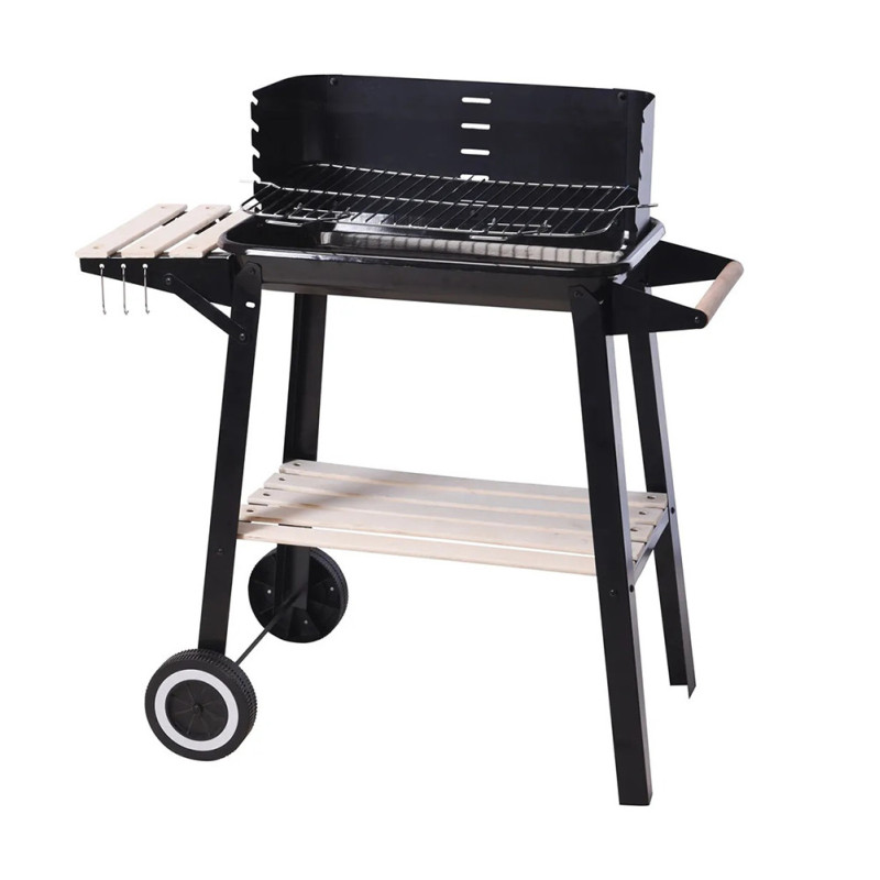 Barbecue à charbon rectangulaire avec tablette et broche BBQ  - Le Dépôt Bailleul