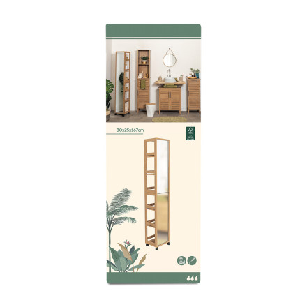 Colonne miroir pivotante sur roulettes avec 6 niches Colonial - Le Dépôt Bailleul