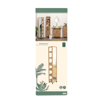 Colonne miroir pivotante sur roulettes avec 6 niches Colonial - Le Dépôt Bailleul