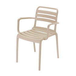 Chaise de jardin empilable PP accoudoirs beige Ambiance - Le Dépôt Bailleul
