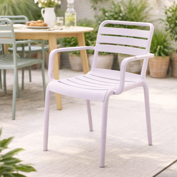 Chaise de jardin empilable PP accoudoirs beige Ambiance - Le Dépôt Bailleul