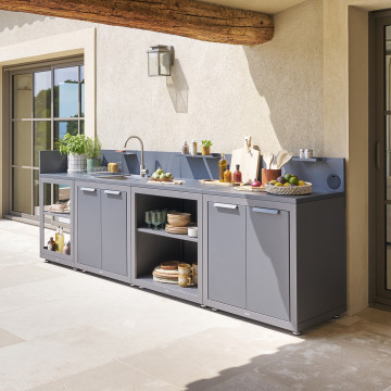 Elément de cuisine extérieure 2 portes métal Oxyana graphite Hespéride - Le Dépôt Bailleul
