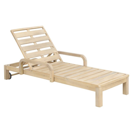 Lit piscine en acacia Papouasie avec coussin beige Hespéride - Le Dépôt Bailleul