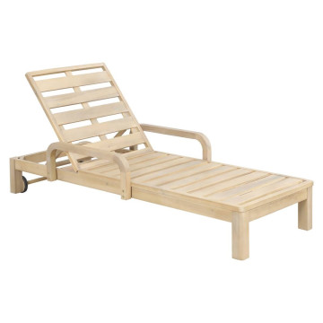 Lit piscine en acacia Papouasie avec coussin beige Hespéride - Le Dépôt Bailleul