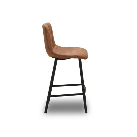 Tabouret de bar Eden marron PU pieds métal Takasit - Le Dépôt Bailleul