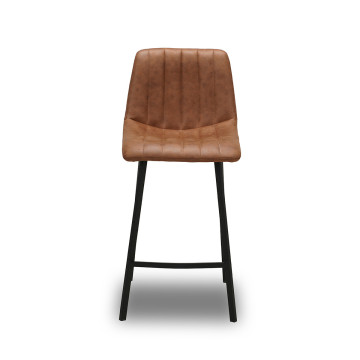 Tabouret de bar Eden marron PU pieds métal Takasit - Le Dépôt Bailleul