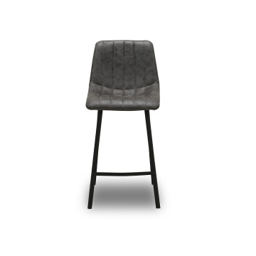 Tabouret de bar Eden gris PU pieds métal Takasit - Le Dépôt Bailleul