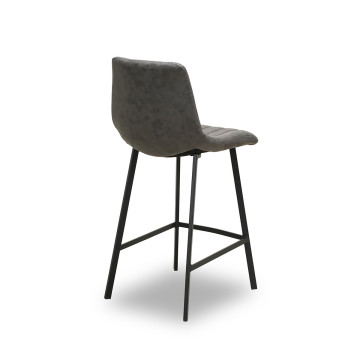 Tabouret de bar Eden gris PU pieds métal Takasit - Le Dépôt Bailleul