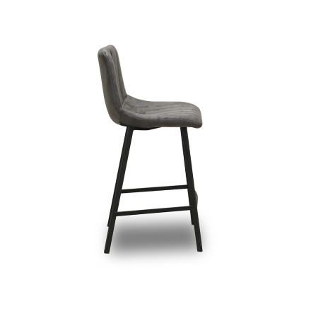 Tabouret de bar Eden gris PU pieds métal Takasit - Le Dépôt Bailleul