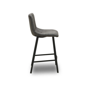 Tabouret de bar Eden gris PU pieds métal Takasit - Le Dépôt Bailleul