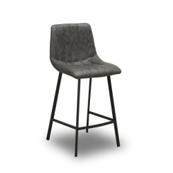 Tabouret de bar Eden gris PU pieds métal Takasit - Le Dépôt Bailleul
