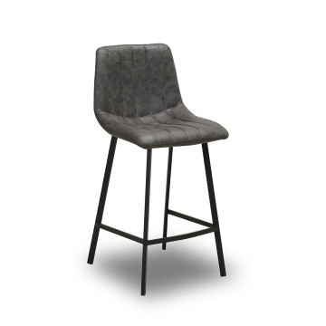 Tabouret de bar Eden gris PU pieds métal Takasit - Le Dépôt Bailleul