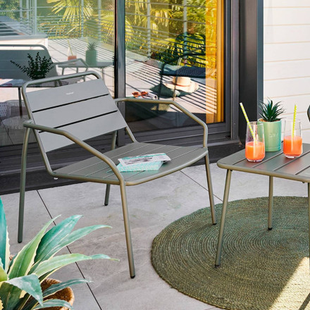Fauteuil salon extérieur métal Phuket vert laurier Hespéride - Le Dépôt Bailleul