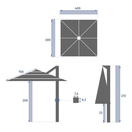 Parasol 4x3 m Melhia multi toiles oléfine vert laurier Hespéride - Le Dépôt Bailleul