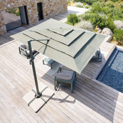 Parasol 4x3 m Melhia multi toiles oléfine vert laurier Hespéride - Le Dépôt Bailleul