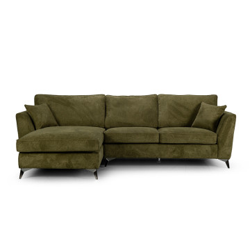 Canapé d'angle Bonita gauche tissu vert - Le Dépôt Bailleul
