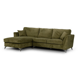 Canapé d'angle Bonita gauche tissu vert - Le Dépôt Bailleul