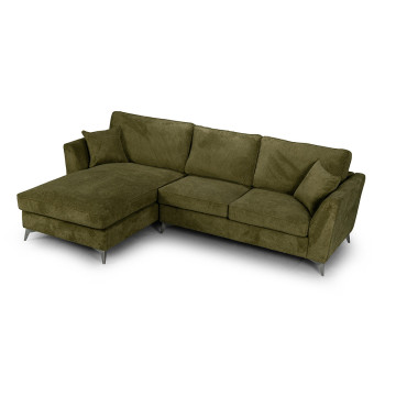 Canapé d'angle Bonita gauche tissu vert - Le Dépôt Bailleul
