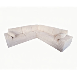 Canapé d'angle velours côtelé beige Adam - Le Dépôt Bailleul