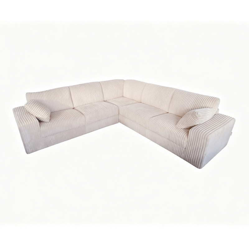 Canapé d'angle velours côtelé beige Adam - Le Dépôt Bailleul