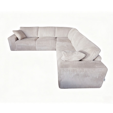 Canapé d'angle velours côtelé beige Adam - Le Dépôt Bailleul