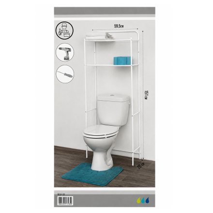 Meuble dessus WC métal blanc 2 niveaux -  Le Dépôt Bailleul