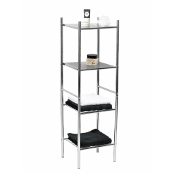 Meuble colonne métal 2 tablettes + 2 étagères fil métal chromé - Le Dépôt Bailleul