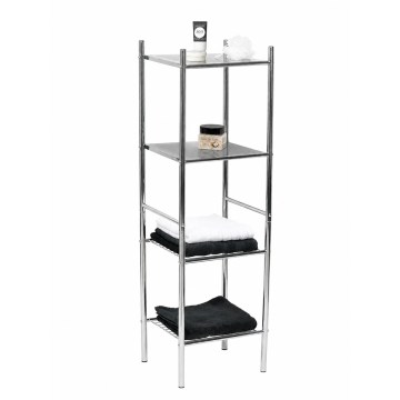 Meuble colonne métal 2 tablettes + 2 étagères fil métal chromé - Le Dépôt Bailleul