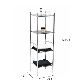 Meuble colonne métal 2 tablettes + 2 étagères fil métal chromé - Le Dépôt Bailleul
