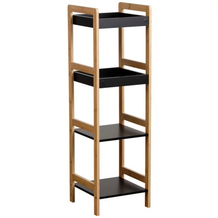 Etagère de salle de bain 4 niveaux bambou noir/naturel - Le Dépôt Bailleul