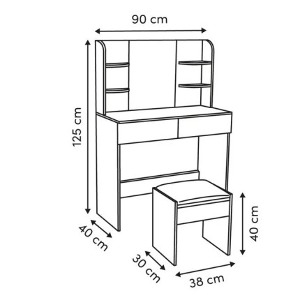 Coiffeuse avec tabouret Dolo 125 cm blanc 5five - Le Dépôt Bailleul