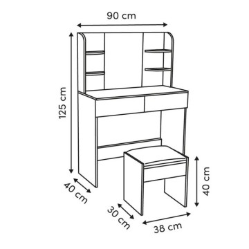 Coiffeuse avec tabouret Dolo 125 cm blanc 5five - Le Dépôt Bailleul